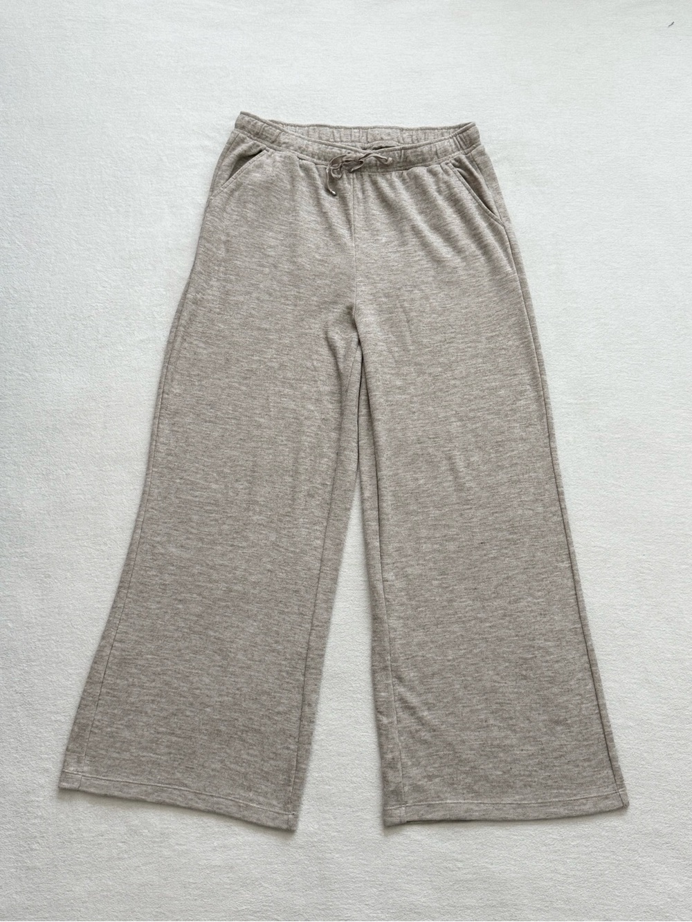 Heathered Taupe Wide Leg Lounge Pants Cozy Soft Knit Relaxed Fit Women’s XL